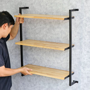ชั้นวางติดผนัง KS68221 ขนาด 64x25x80 ซม. โครงเหล็กและไม้ยางพารา 3 ชั้น สำหรับห้องนั่งเล่น ห้องน้ำ หรือห้องครัว ใช้ในบ้าน - Product Image 3