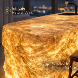 <span class=keywords><strong>Bancone</strong></span> da Cucina Illuminato su Misura in Cristallo di Quarzo Fumé Marrone per Villa di Lusso con Illuminazione Integrata - Product Image 3