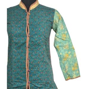 <b>Jacket</b> Vintage <b>Kantha</b> Cotton Full Sleeve Handmade Reversible Design Free Size for Autumn Winter and Spring - Product Image 2