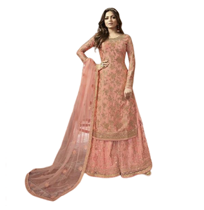 El último diseñador indio, Top de seda étnico tradicional Sharara Dupatta, bordado personalizable, ropa de fiesta de trabajo, ocasiones especiales - Product Image 1