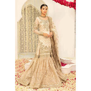 Colección Maria B. Baad-E-Saba Vol.6 Ivory Gold MC-047 y TC-549 Tela Satén - Product Image 3