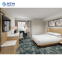 Ensemble de chambre d'hôtel Delta by Marriott Strong Luxury Modern en bois de manguier avec literie en cuir pour hôtels 5 étoiles, mobilier commercial