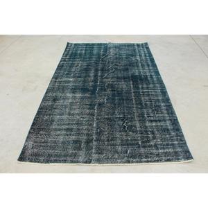 Alfombra Turca de 4.9x7.8 pies, Alfombra de Lana Vintage con Diseño de Parches Azules - Product Image 1