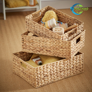 Panier de rangement fait à la main en jacinthe d'eau du Vietnam pour un rangement efficace du linge et la personnalisation des tailles de décoration intérieure - Product Image 6