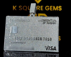 Classique fait à la main plaqué platine en argent sterling 925 en forme de coeur personnalisable pendentif Hip Hop Moissanite avec breloques - Product Image 1