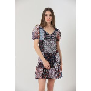 Abito Estivo da Donna Topshow con Stampa Floreale Mista in Chiffon, Scollo a V e Maniche Corte per Vacanze e Uso Casual - Product Image 5