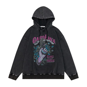 Sudadera con capucha personalizada con cremallera y lavado ácido para hombre, ropa de calle polar con estampado Vintage, estilo Hip Hop, talla 3XL - Product Image 1