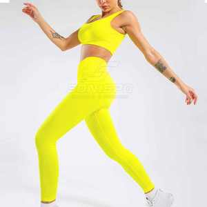 2024 Women's Breathable Solid <b>Pattern</b> Yoga Set New Gym <b>Leggings</b> Bra Elastic Waist Workout Clothing 2-Piece Spandex/Polyester - Product Image 1