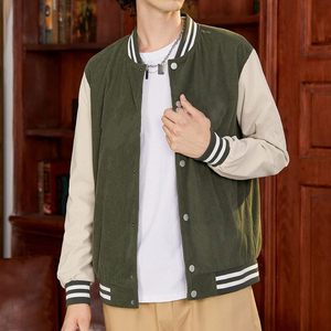 Vente en gros OEM personnalisé hiver 100% laine veste universitaire Slim Fit gris couleur poignets élastiques Baseball vestes pour hommes - Product Image 4