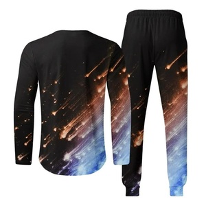 Vente en gros Ensemble deux pièces de t-shirt de sport décontracté à manches courtes et col rond pour hommes pour l'automne et l'été - Product Image 3