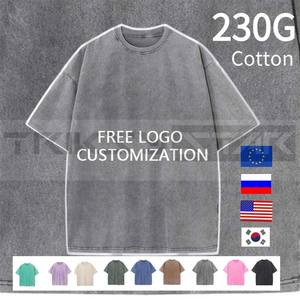 T-shirts à manches courtes délavés à l'acide pour hommes et femmes, style streetwear hip-hop rétro punk, style vintage délavé pour un look décontracté, 100% coton - Product Image 2