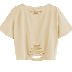 Camiseta Corta Deportiva de Algodón 100% de Alta Calidad con el Mejor Servicio OEM, Camiseta Corta Sexy y Holgada para Mujer, Logotipo Personalizado - Product Image 3