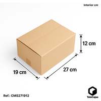 Caja de Cartón Corrugado Marrón Económica de 27x19x12 cm con Laminado Mate, Funcional para Envío y Almacenamiento