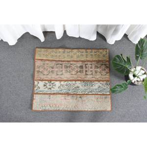 Élégant tapis turc vintage 2x2.5ft Beige et gris tissage plat en laine patchwork Design pour adolescent salon décor - Product Image 2