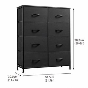 Modern 8 Drawer Dresser Black Metal Fabric <b>Storage</b> Chest Bedroom Organizer - Product Image 1