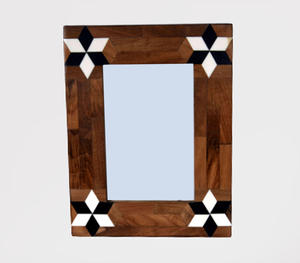 Handcrafted Natural Wood Photo <b>Frame</b> With Black And <b>White</b> Star Inlay Pattern Luxury Geometric Wooden <b>Picture</b> <b>Frame</b> For Tabletop - Product Image 3