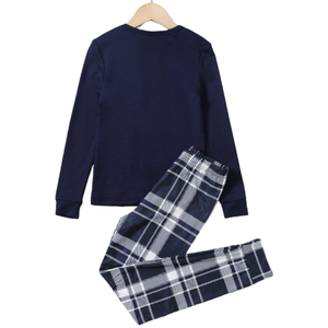 Wholesale Kids <b>Pajama</b> Set Soft Long Sleeve Top & Pants <b>Plaid</b> Print With Patch Pocket Sleepwear for Autumn/Winter. - Product Image 2