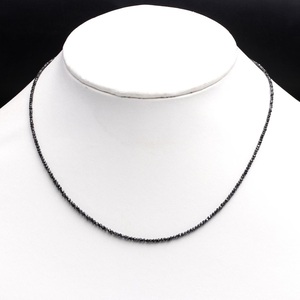 Collar llamativo de plata de ley con diamantes negros, cuentas Rondelle facetadas hechas a mano, hermoso regalo certificado por terceros para mujer - Product Image 3