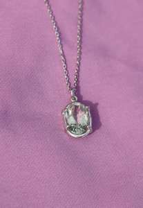 Collar de amatista verde, colgante de piedras preciosas genuinas, joyería elegante de Plata de Ley 925, regalo de aniversario para ella, diseño minimalista - Product Image 1