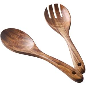 Home & Kitchen Tabletop Dinnerware <b>Cutlery</b> Natural Finished <b>Wooden</b> Flatware Sets With Printed Handle Party Table Top - Product Image 6