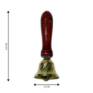 HOME GENIE Campana Pooja de latón con mango de madera | Ghanti tradicional para templo Aarti y rituales diarios | Campana Mandir de mano - Product Image 2