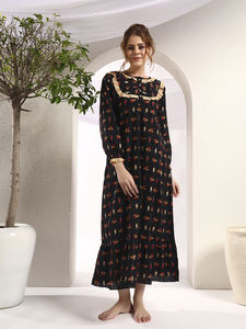 Camisón Victoriano de Algodón para Mujer, Camisón con Estampado Floral - Product Image 3