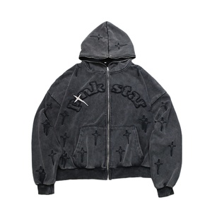 เสื้อฮู้ดแบบซิปพิมพ์ลายพัฟขนาดใหญ่เข้าได้ทุกเพศเสื้อแจ็คเก็ตมีฮู้ดปรับแต่งได้มีซิป2023เทรนด์ใหม่ - Product Image 1