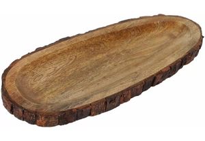 Handmade wooden round serving tray with mango bark in lay on <b>side</b> vintage touch - homer decor - Product Image 3