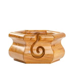 Cuenco de hilo torneado a mano, almacenamiento grande de madera para tejer, cuenco de madera hexagonal hecho a mano para bobinadora - Product Image 6