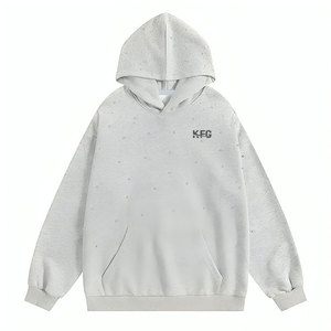 Sudaderas con capucha para hombre, elegantes y a la moda, de mezcla de algodón con pedrería, logotipo y talla personalizados, con un aspecto moderno y suave para uso diario. - Product Image 1