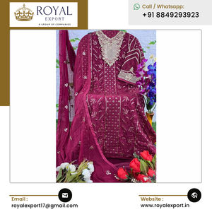 Vêtements ethniques d'excellente qualité Meilleure vente Broderie en fausse georgette et séquence Collection de costumes Salwar pakistanais - Product Image 5