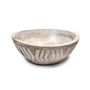 ชามเสิร์ฟพร้อมขอบแกะสลักดีไซน์ทันสมัยทำจากไม้มะม่วงที่เรียบง่ายและสง่างามเหมาะสำหรับเสิร์ฟใช้ตกแต่ง - Product Image 1