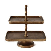 Support à gâteau à 2 niveaux en aluminium moulé brut, finition laiton antique martelé, compatible lave-vaisselle, couleur et taille personnalisables, Chaman India AR111