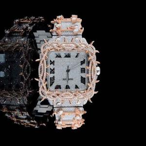 Montres Bling pour hommes de haute qualité faites à la main en acier inoxydable D couleur VVS clarté Moissanite diamant Quartz mode/Sport-vente en gros - Product Image 1