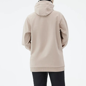 Sweat-shirt à capuche unisexe surdimensionné, couleur unie, coupe-vent, vêtements décontractés d'hiver, beige, tissu en molleton français, coupe régulière - Product Image 2