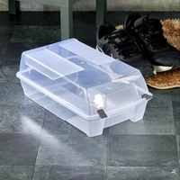 Boîte de rangement à chaussures pliable et empilable à double niveau en plastique PP transparent, organisateur pour placard, armoire, cuisine, salon