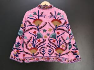 Winter Velvet Shell Eco-Friendly Finished Cotton Suzani Embroidered Floral Pattern Boho Bridal Wedding Festival Christmas Party - Product Image 3