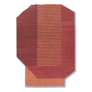 พรมลายทางด้ายถักแบบแบนจากปอกระเจาและป่าน สีแดงและสีส้ม สำหรับใช้ในบ้าน รุ่น Pdjt-392 - Product Image 1