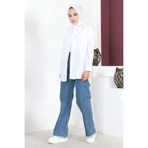 Pantalon en jean décontracté Mega Merchant avec détails à franges, matière Spandex/Polyester, coupe classique - Product Image 1