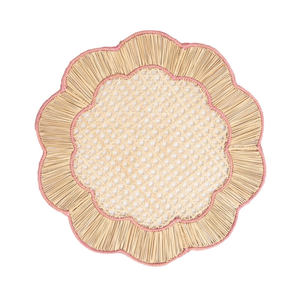 Best Selling 2025 Floral Scalloped <b>Rattan</b> <b>Placemat</b> and Charger Plates From Vietnam Factory for Dining Table Set of Mats & Pads - Product Image 5