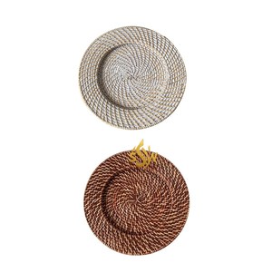 Plaque de chargeur tissée Chargeur en rotin fait à la main plaqué couleur argent haute exigence forme ronde nouvel article d'arrivée à un prix attractif - Product Image 4