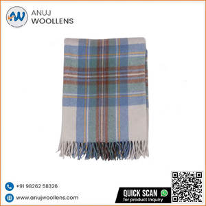 Manta de lana azul silenciosa Stewart suave de diseño de lujo de alta calidad con logotipo de tamaño personalizado - Product Image 3