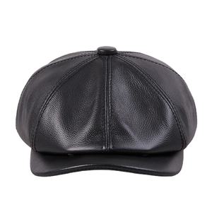 Nuevo Sombrero Boina de Cuero Genuino Unisex, Gorra Newsboy de 8 Paneles para Hombre y Mujer, Gorra Baker Boy Vintage Suave con Visera - Product Image 2