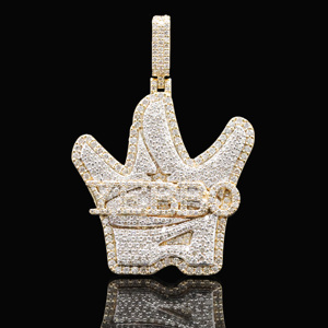 Pendentif Hip Hop personnalisé en acier inoxydable argenté avec diamants CZ glacés - Product Image 1