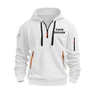 Sudadera con Capucha Deportiva para Hombre, Estilo Europeo, con Bolsillo en el Brazo con Cremallera, Corte Regular, Informal, Lisa, Otoñal, Personaliza tu Logotipo - Product Image 6