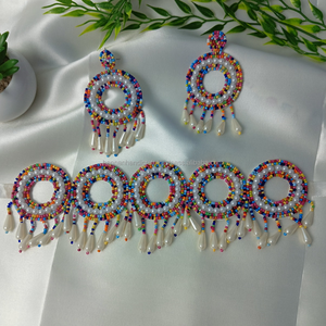 ต่างหูเรซินปักลายทำด้วยมือเครื่องประดับแฟชั่นสแตนเลสสำหรับผู้หญิงสาวๆงานแต่งงานแบบคลาสสิกดูจากอินเดีย - Product Image 4