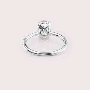 IGI Certified Oval Cut Lab Grown Diamond Engagement & Wedding Ring with Pave Diamond Band in <b>Solid</b> 925 Sterling <b>Silver</b> - Product Image 3