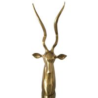 Escultura de Cabeza de Gazela de Latón Dorado WB INC, Estilo Moderno Vintage, Figura de Antílope Impala con Cuernos Largos, Metal Pulido, Artesanía