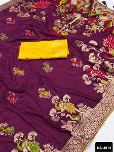New Indien Ethnic Wear Pure Viscose Dola Silk Saree with Heavy Meenakari Weaving Design with Soft Silk Zari Weaving Blouse - Product Image 6