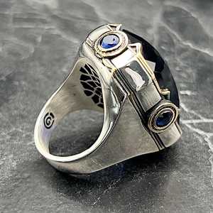 Anillo Elegante de Plata para Hombre con Zafiro Azul Cuadrado, Idea de Regalo Única con Tecnología de Incrustación Elegante para Ocasiones Especiales - Product Image 5